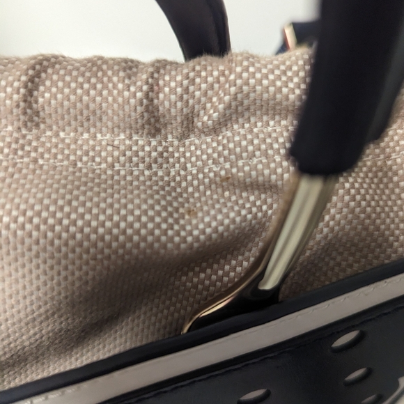 ♠️ Kate Spade Blue & White Wing it Polka Dot Wicker Butterfly Bag - Picture 10 of 12